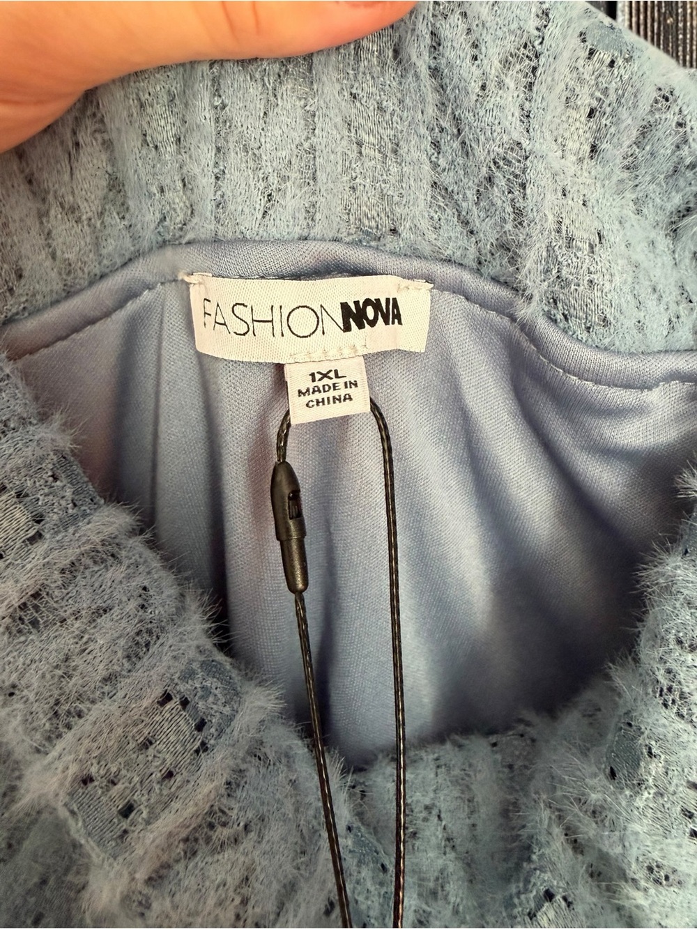 Fashion Nova NWT Eyelash Knit Sweater Dress 1XL Light Blue Off Shoulder - Picture 2 of 9
